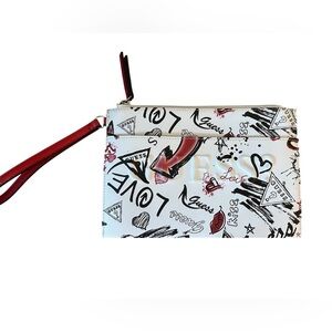 Guess Graphic White and Red Clutch
